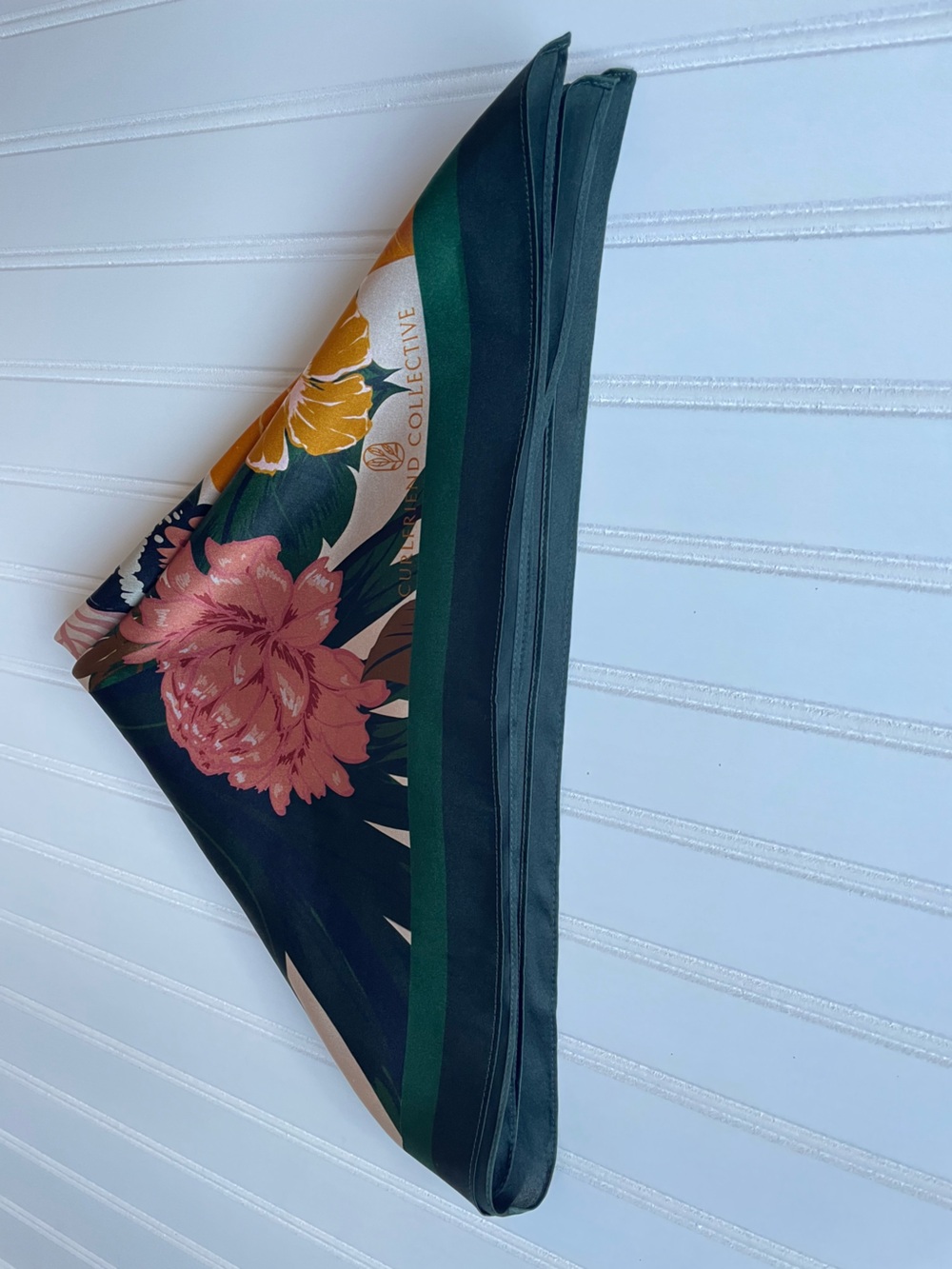Curlfriend Collective Hair Scarf Large Green Women Botanical Silk Butterfly D026 - Picture 7 of 13